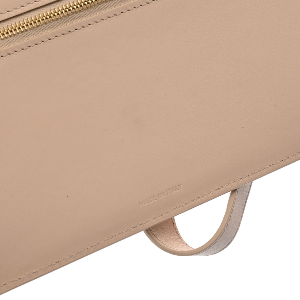 セリーヌ ラージ ストラップ ウォレット ベージュ レザー