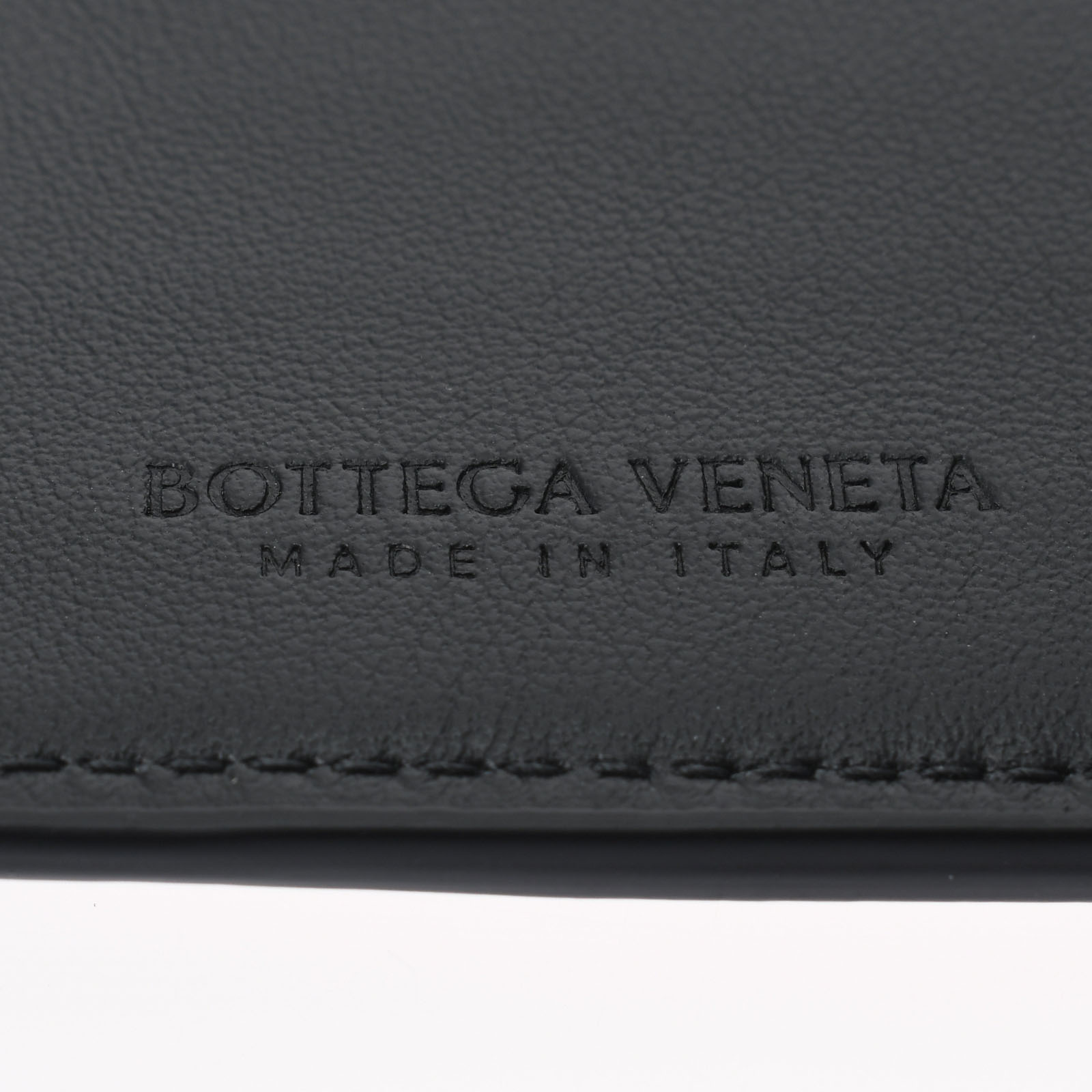 ボッテガ ヴェネタ / BOTTEGA VENETA 二つ折り長札入れ 型押し 黒 レザー メンズ 財布 【未使用】【purse】