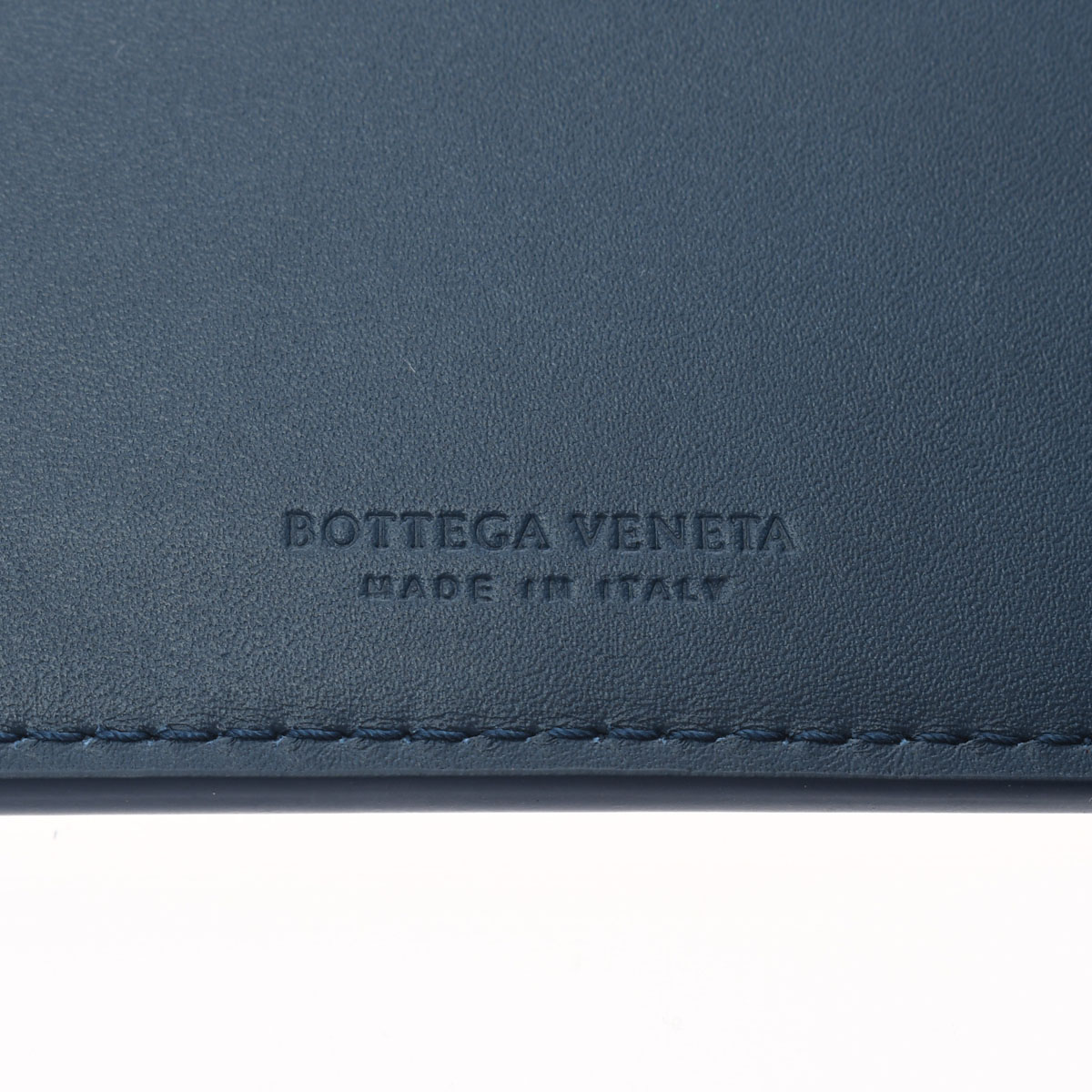 イントレチャート 二つ折り札入れ ブルー レザー BOTTEGA VENETA ボッテガ ヴェネタ メンズ 【中古】