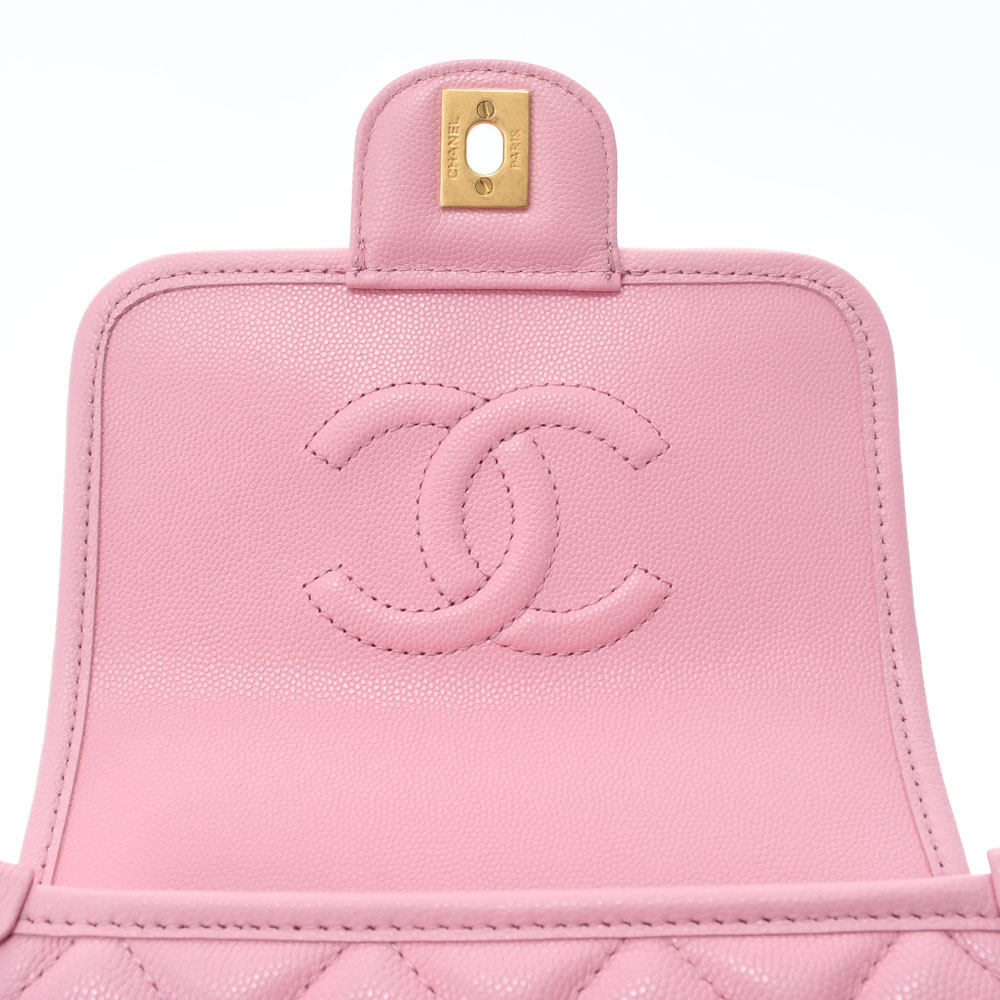 スモール トップハンドル フラップバッグ ピンク/ゴールド金具 AS3652 グレインドカーフスキン CHANEL シャネル レディース 【新品】