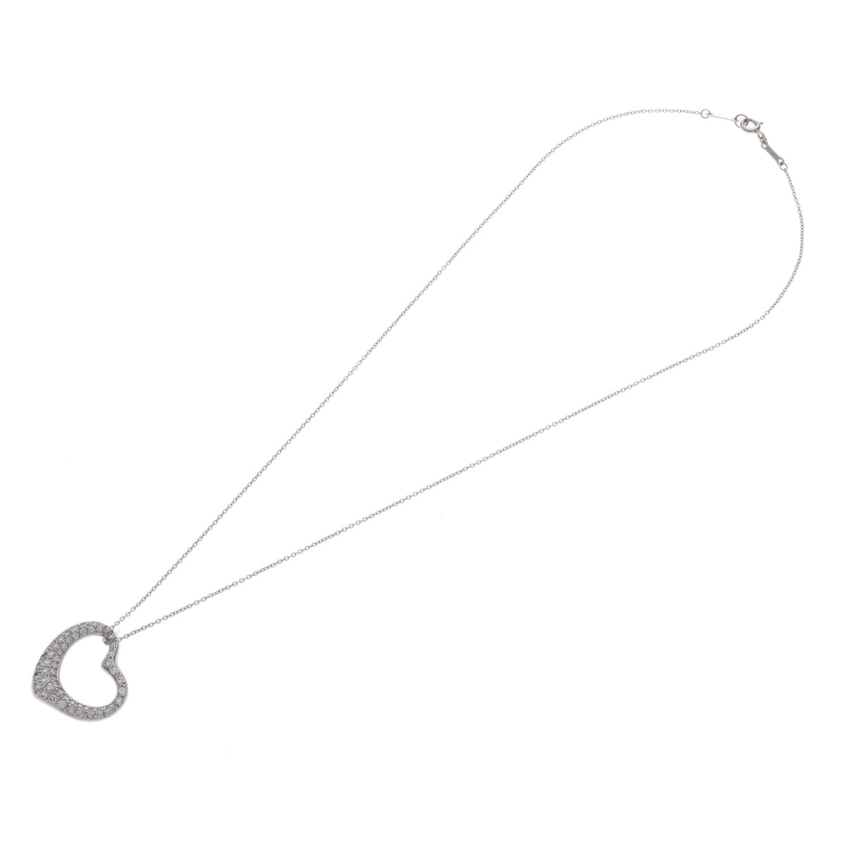 (新品仕上げ済) ティファニー TIFFANY  オープンハート ネックレス ペンダント  PT950 × ダイヤモンド パヴェ 8640