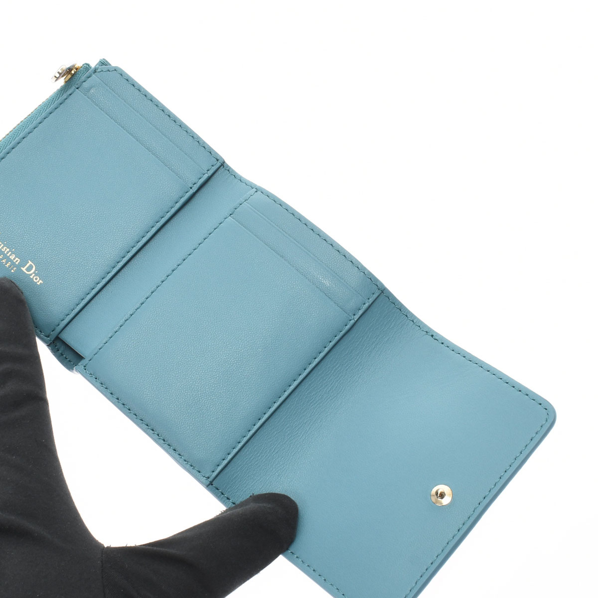 ディオール / Dior 30 MONTAIGNE ロータスウォレット 日本限定 アズールブルー S20570BAE_M08Z グレインドカーフレザー  レディース 財布 【未使用】【purse】