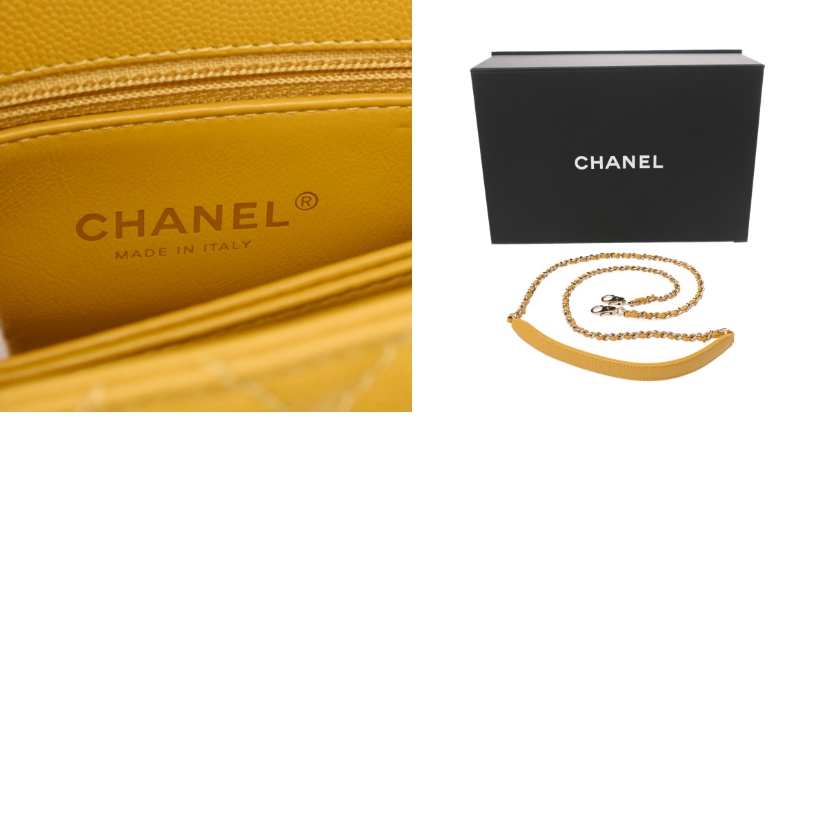 シャネル マトラッセ ココハンドル XXS イエロー AS2215 グレ