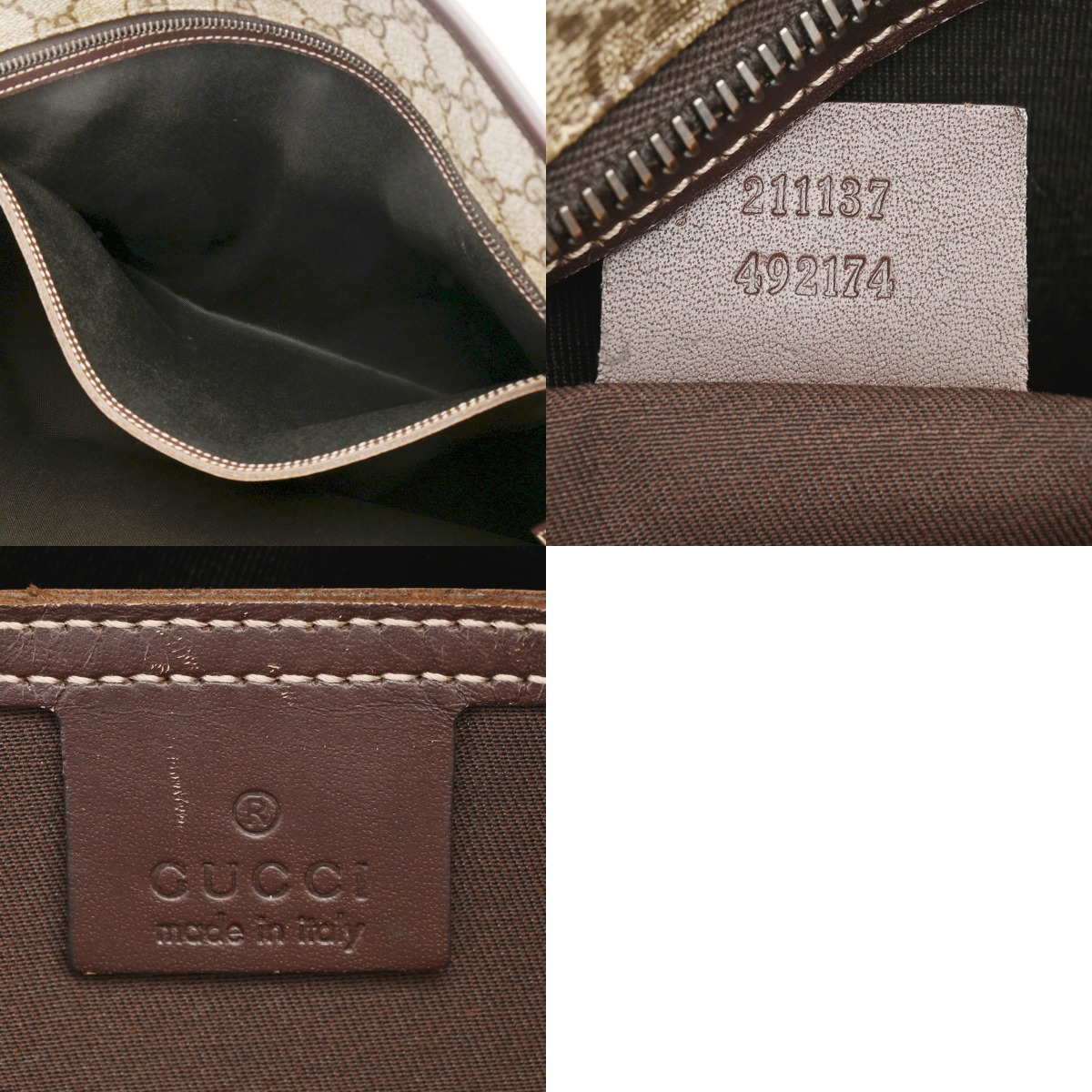 グッチ　美品　トートバッグ　スプリーム　GG柄　PVC レザー　メンズ　ブラウン グッチ GGスプリーム PVC×レザー 2WAYトートバッグ ブラウン