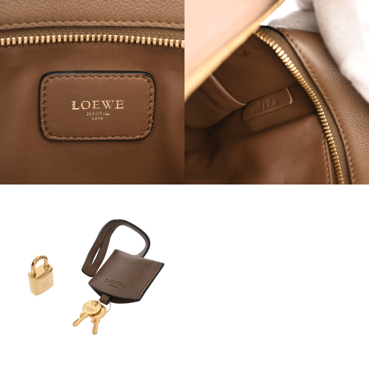 LOEWE ロエベ アマソナ28ハンドバッグ 南京錠・鍵付き ベージュ×ブラウン LOEWE ロエベ アマソナ28ハンドバッグ 南京錠・鍵付き ベージュ