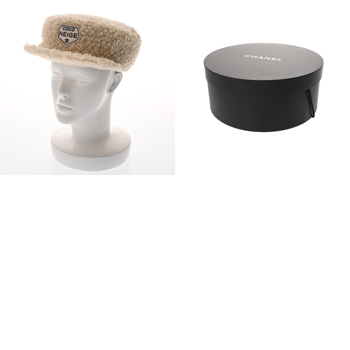 シャネル キャスケット COCO NEIGE #L ホワイト フェイクファー