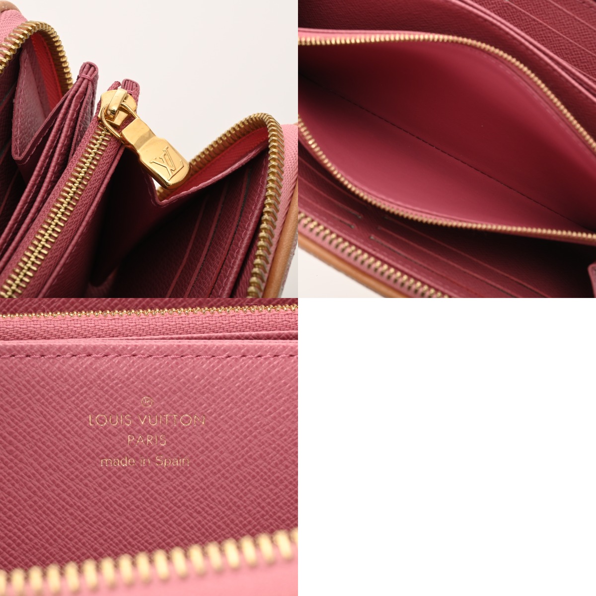 ルイ ヴィトン モノグラムデニム ジッピーウォレット ピンク M81182