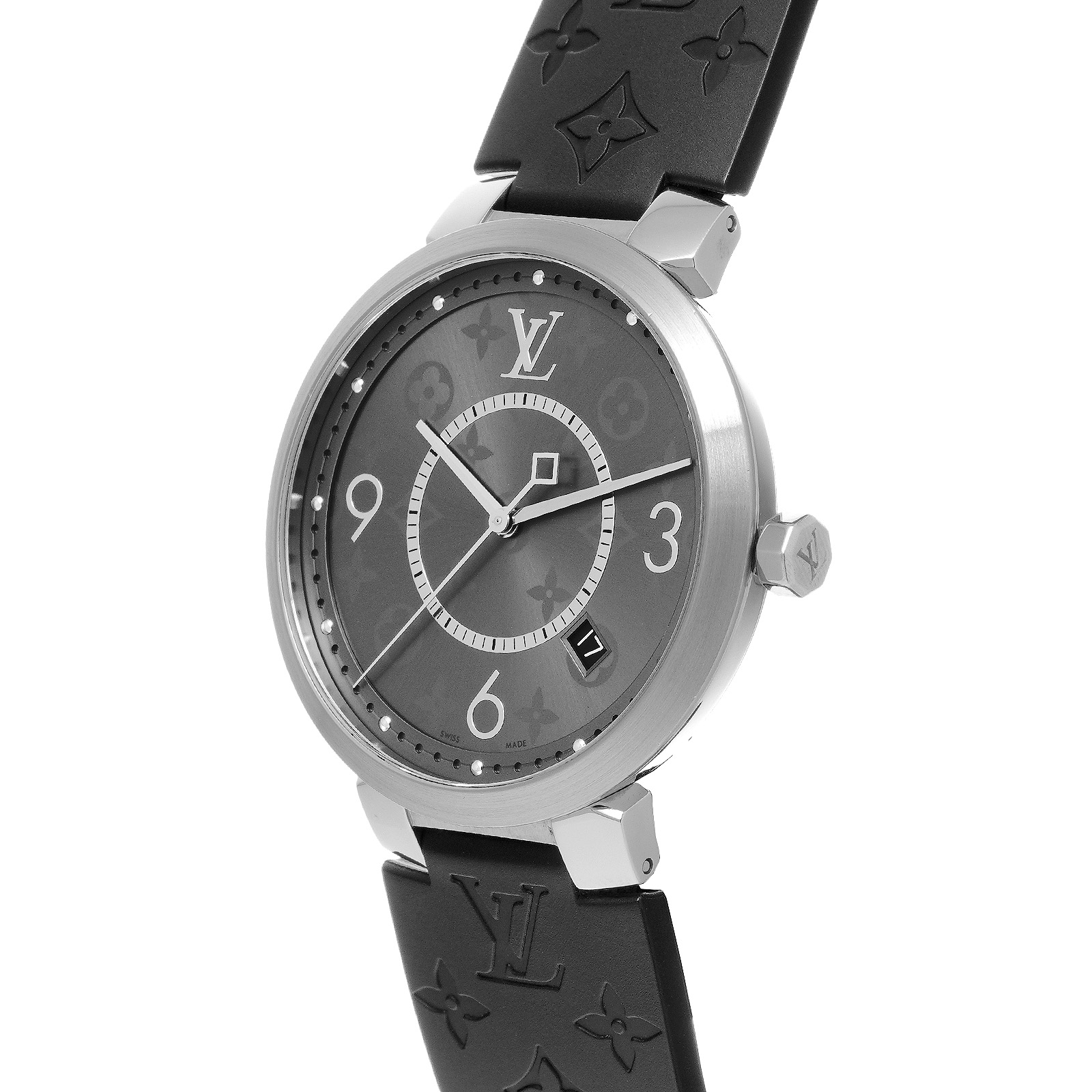 ルイ・ヴィトン LOUIS VUITTON タンブールスリム Ｑ1DM0Z SS/レザー 自動巻き メンズ 腕時計