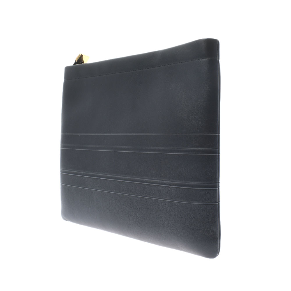 ディオール / Dior ストライプ ポーチ クラッチバッグ ブラック S5543CGSB エンボスレザー ユニセックス 【未使用】【bag】
