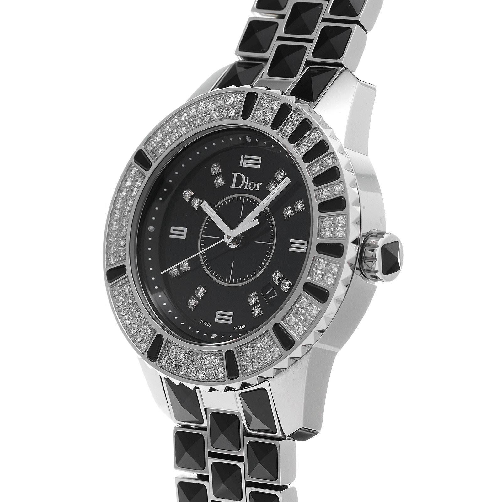ディオール / Dior クリスタル CD113119M001 ブラック/ダイヤモンド レディース 時計 【中古】【wristwatch】