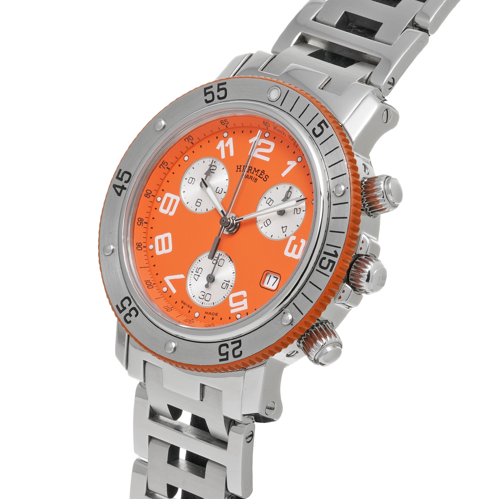 エルメス HERMES CL2.916 オレンジ /シルバー メンズ 腕時計