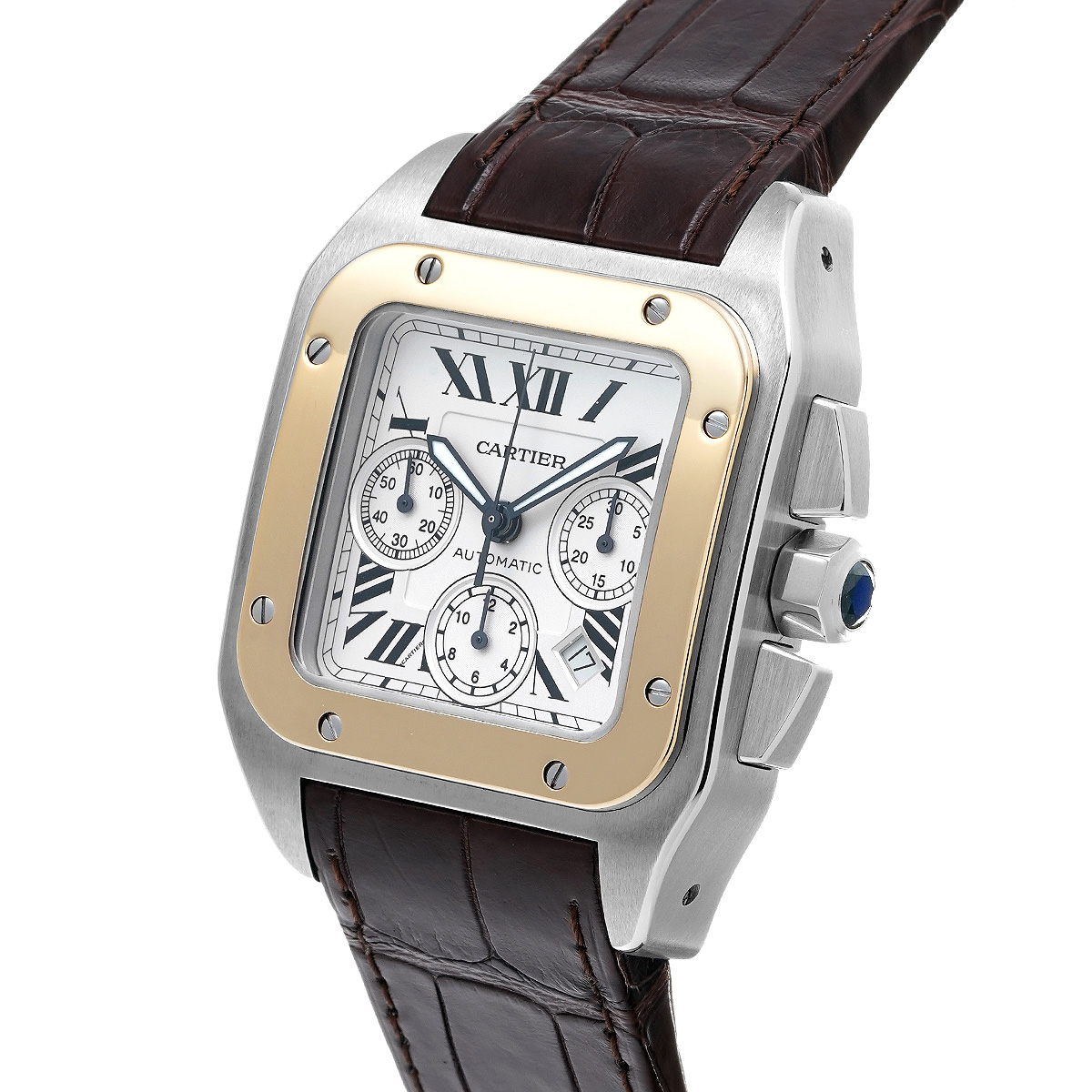 カルティエ / CARTIER サントス 100 クロノグラフ XL W20091X7 シルバー メンズ 時計 【中古】【wristwatch】