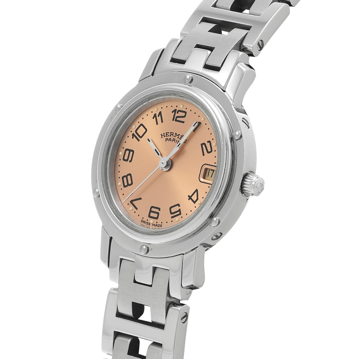 エルメス クリッパー CL4.210 ピンク レディース 時計 【中古】【wristwatch】