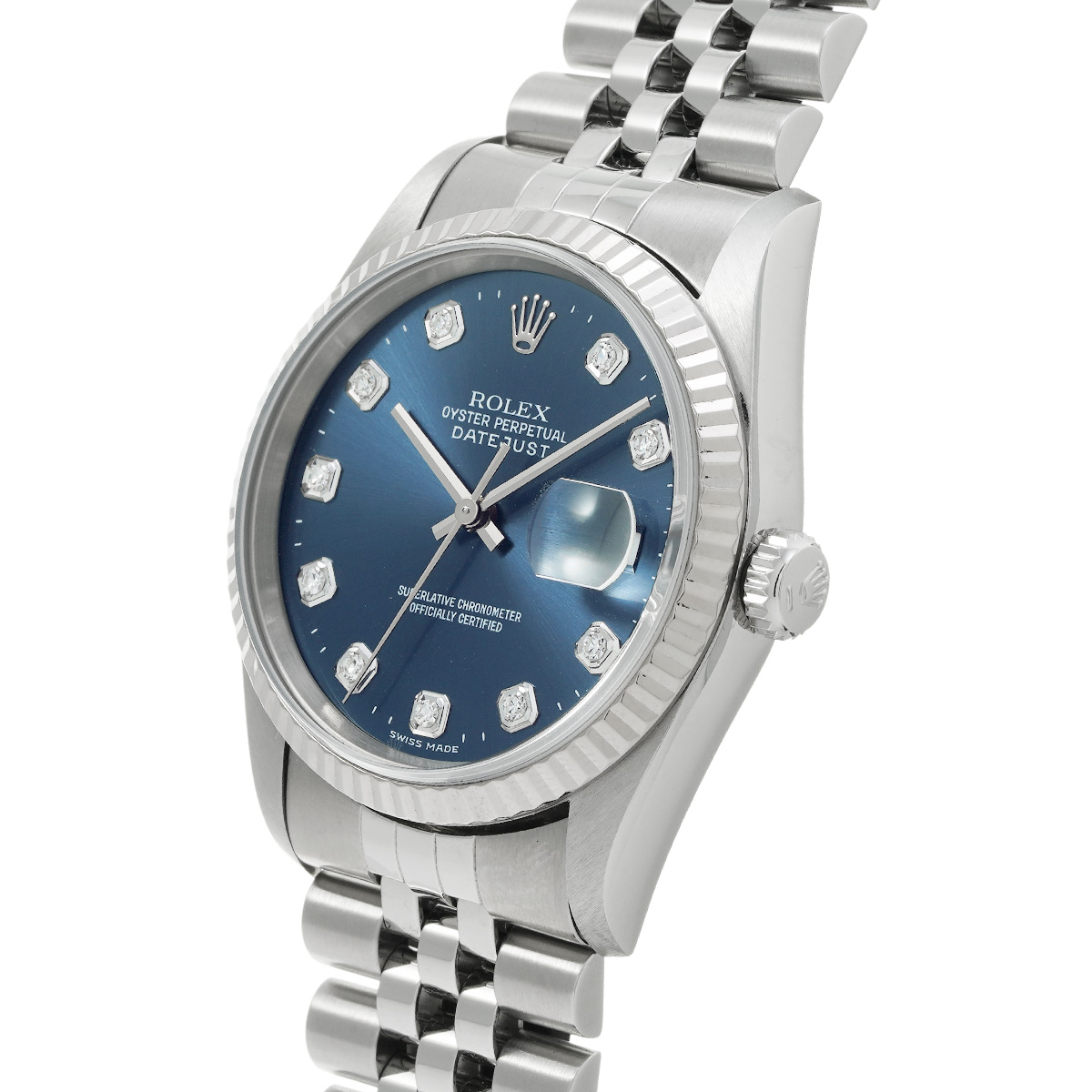ロレックス ROLEX 16234G W番(1996年頃製造) ブルー /ダイヤモンド メンズ 腕時計