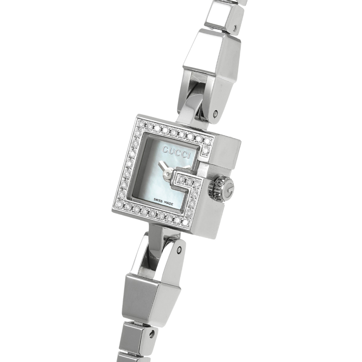 グッチ Gミニ ダイヤベゼル クォーツ 102 ホワイトシェル レディース 時計 【中古】【wristwatch】