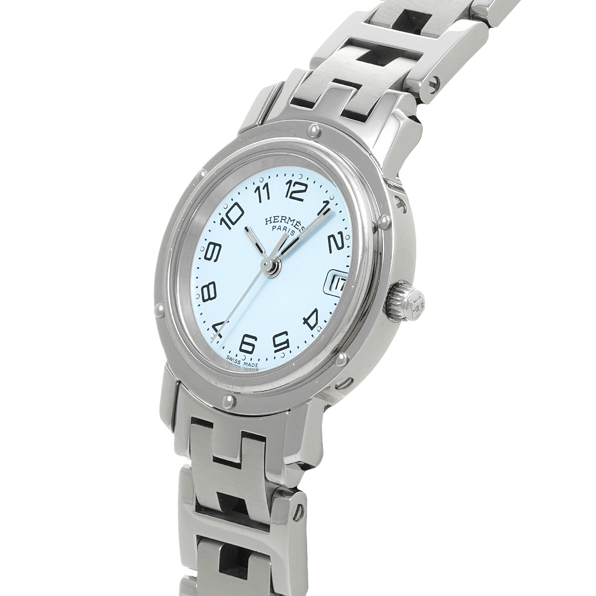 エルメス クリッパー CL4.210 ライトブルー レディース 時計 【中古】【wristwatch】