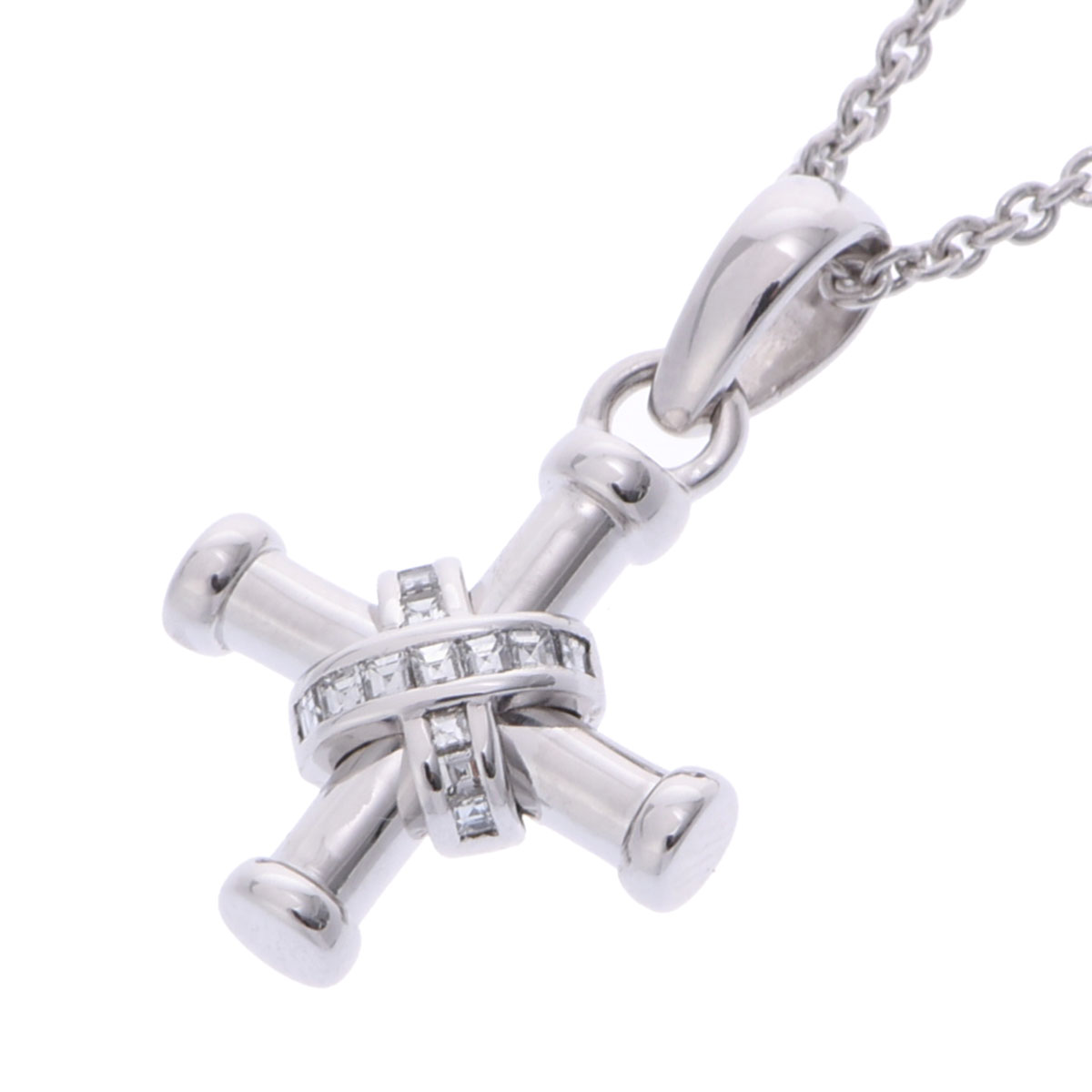 ブルガリ パッソドッピオ クロス ネックレス K18ホワイトゴールド WG