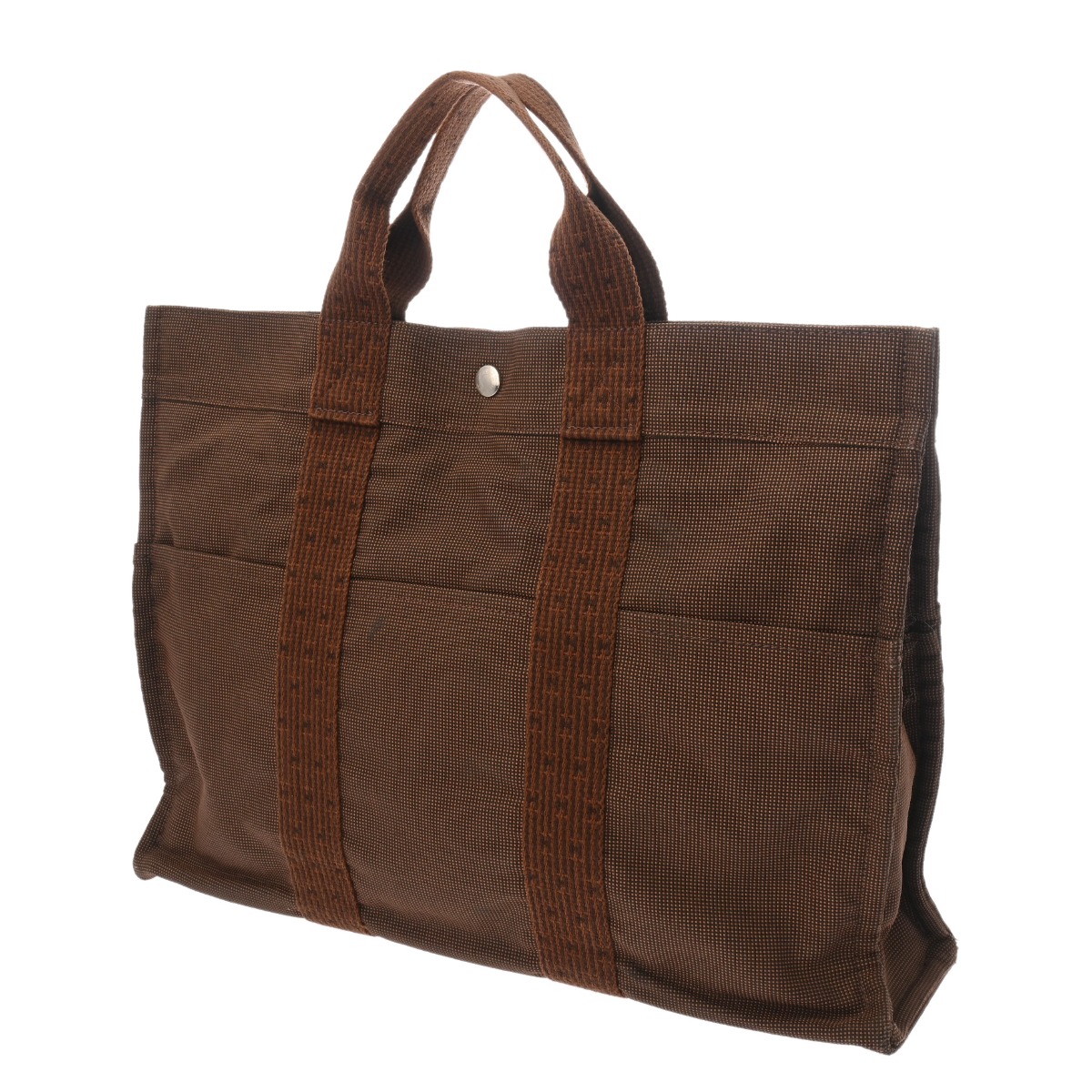 エルメス エールライン トート MM ブラウン キャンバス ユニセックス  