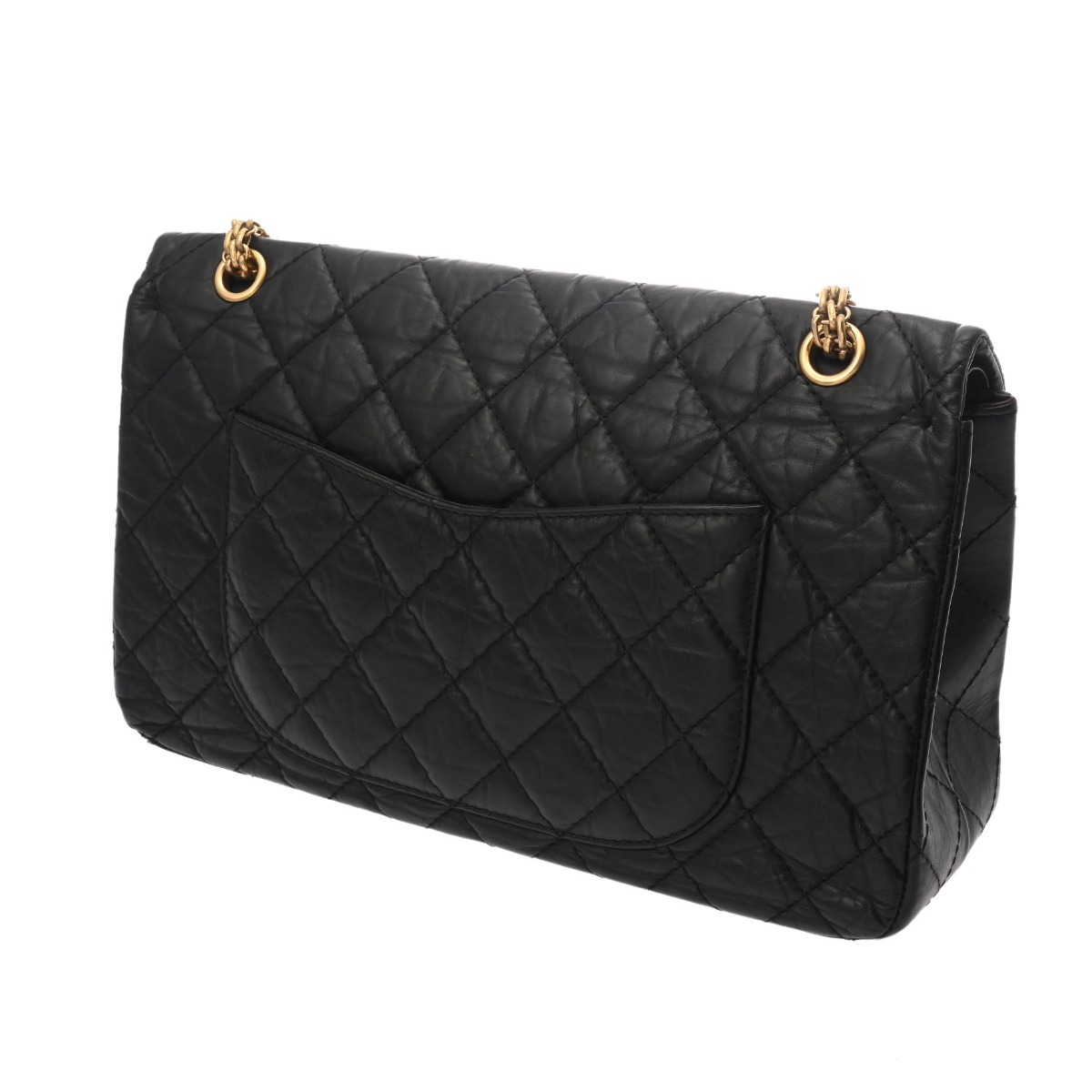 シャネル 2.55マキシ/マトラッセ チェーンショルダー ブラック