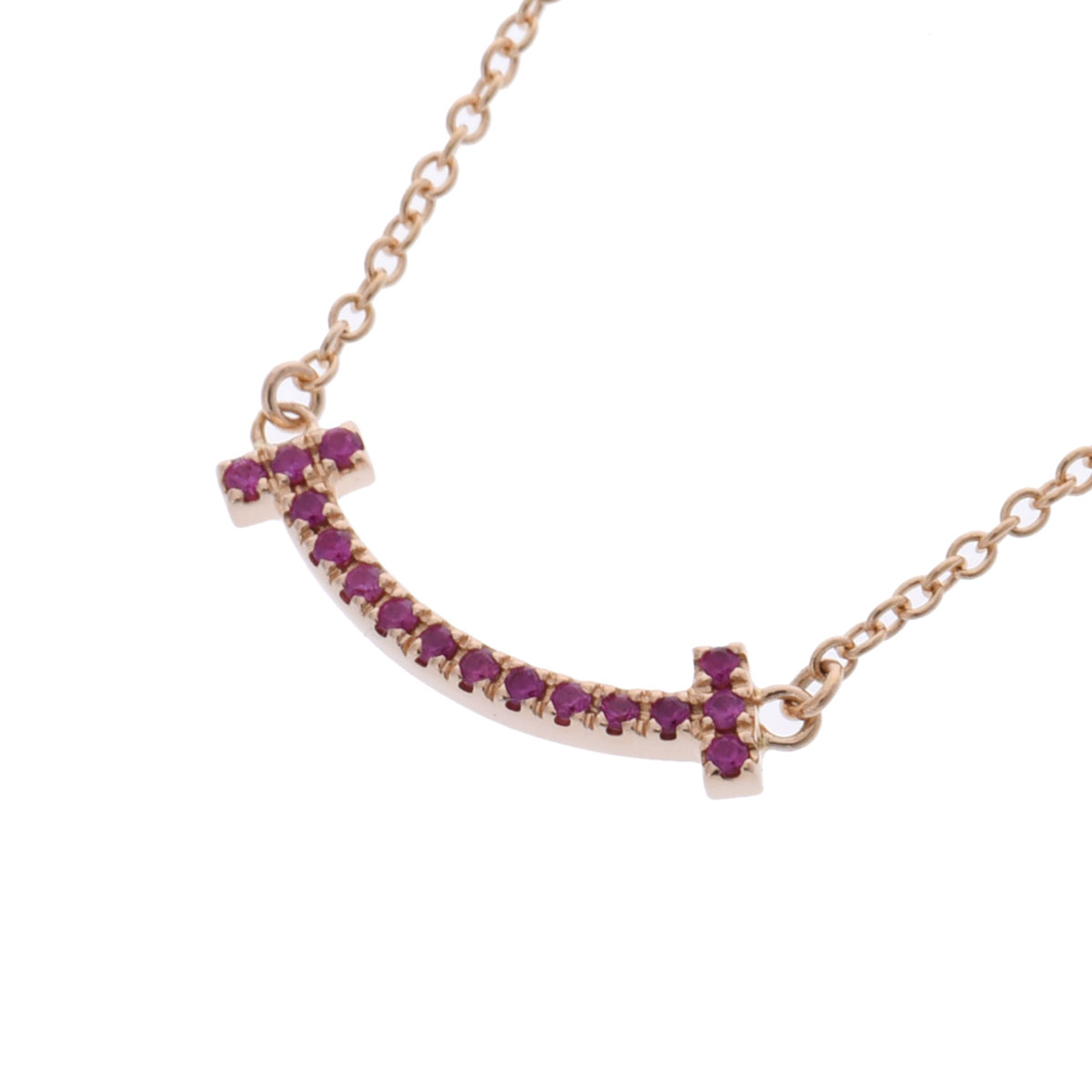 ティファニー Tスマイル ミニ ネックレス ピンクゴールド K18 4065 TIFFANY&Co. ティファニー Tスマイル ネックレス 18金 K18ピンク