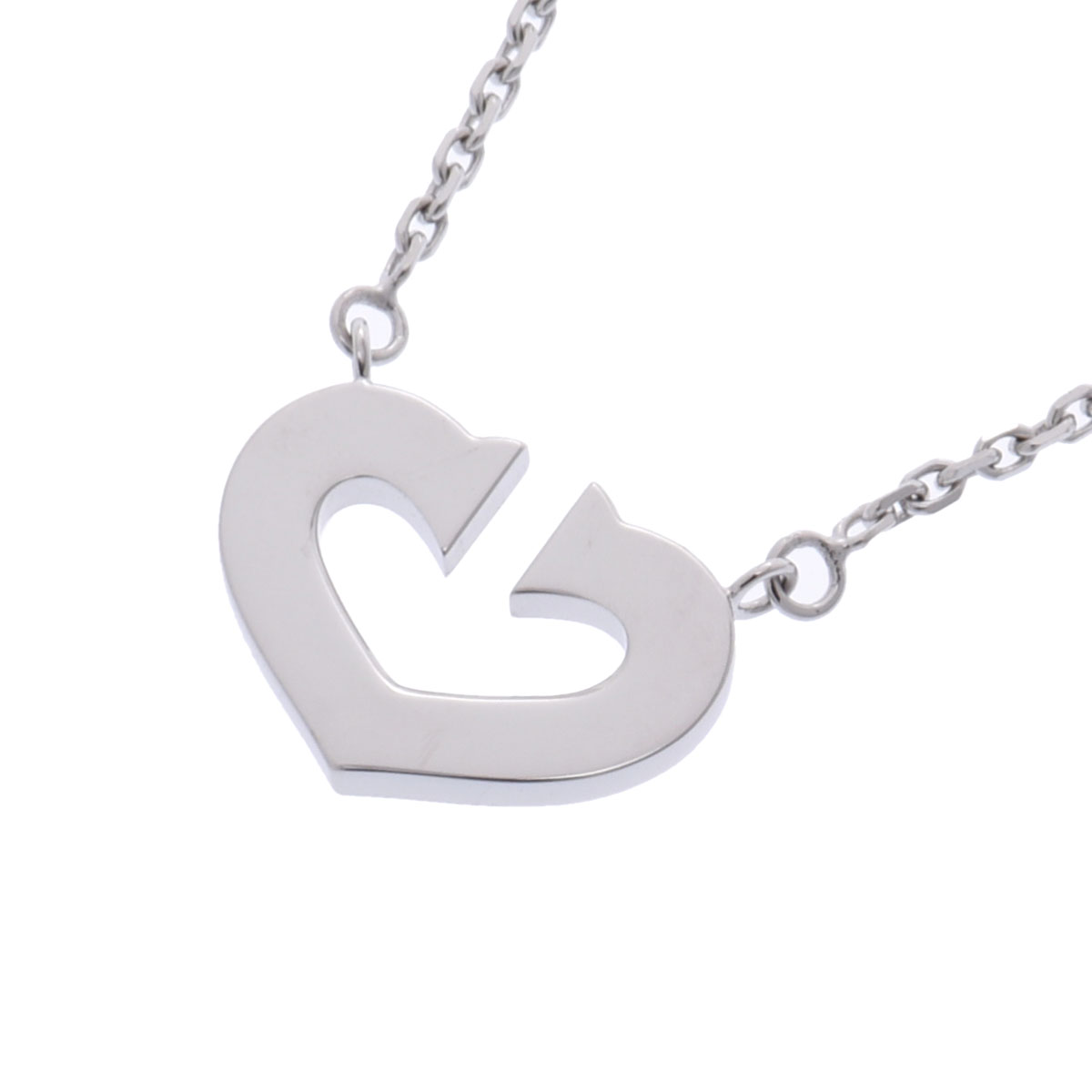 カルティエ Cハート ネックレス シルバー K18ホワイトゴールド