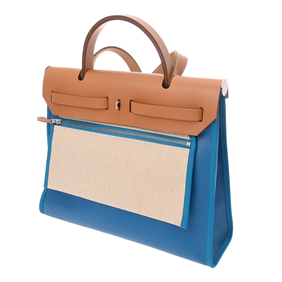 エルメス HERMES ハンドバッグ エールバッグPM トワルアッシュ×ボックスカーフ アイボリー×ダークブラウン □F バッグ