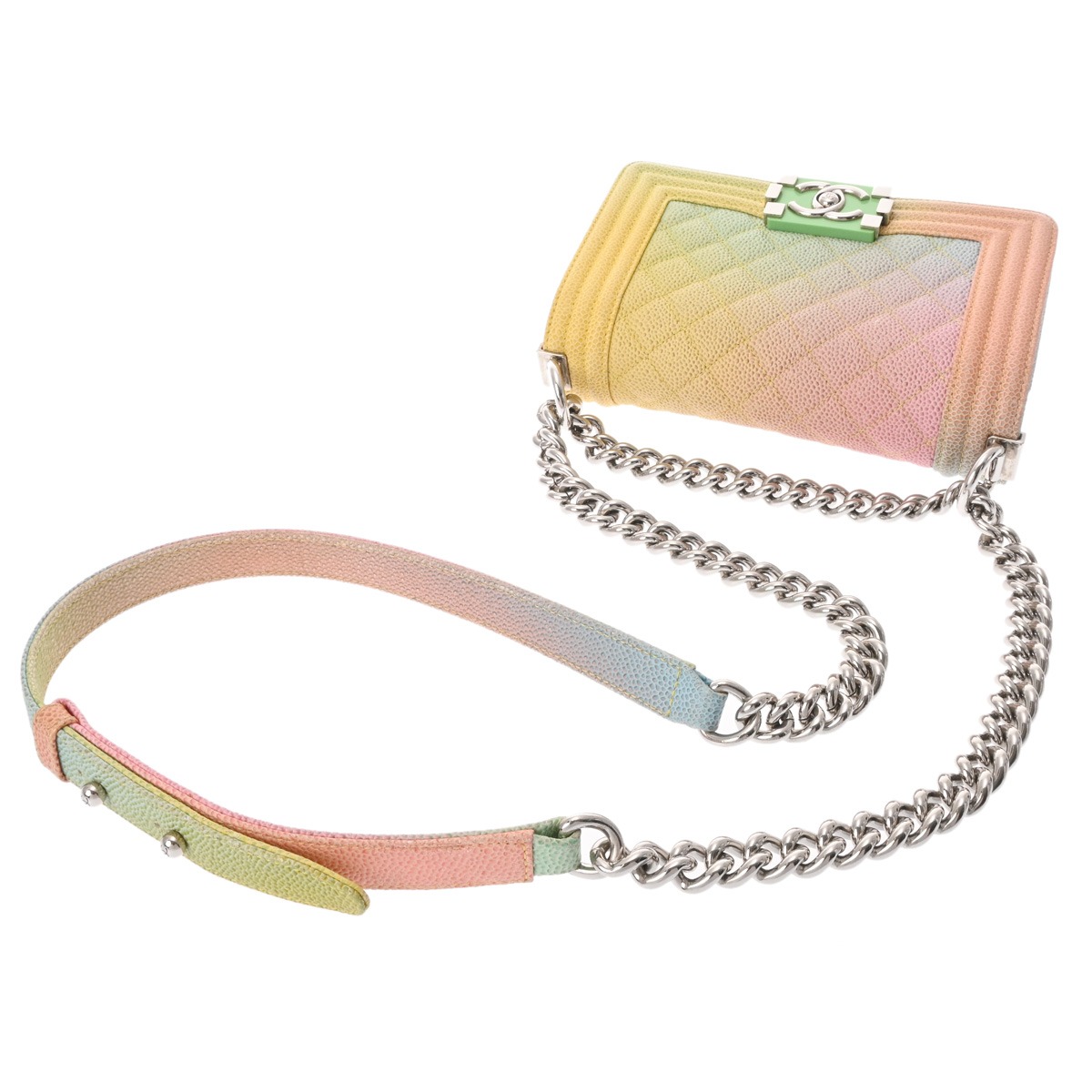 シャネル ボーイシャネルチェーンショルダー20cmレインボー キャビア スキン シャネル ボーイシャネル チェーンショルダー 20cm レインボー A67085