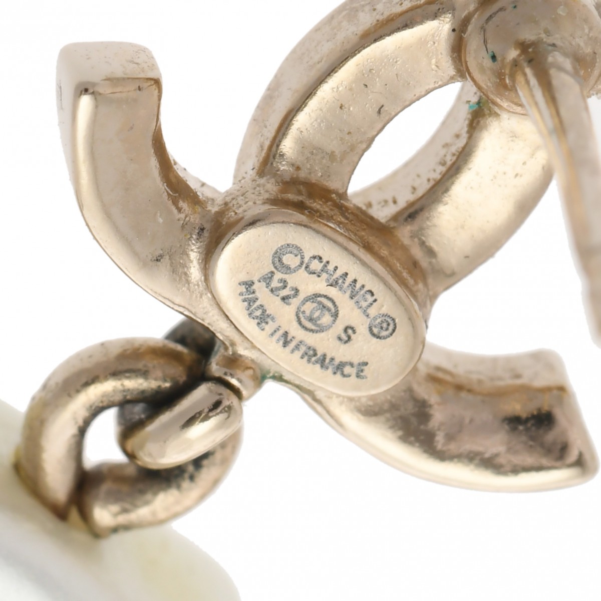 シャネル ココマーク ピアス GP ラインストーン フェイクパール ホワイト CHANEL シャネル ピアス ココマーク ラインストーン フェイク