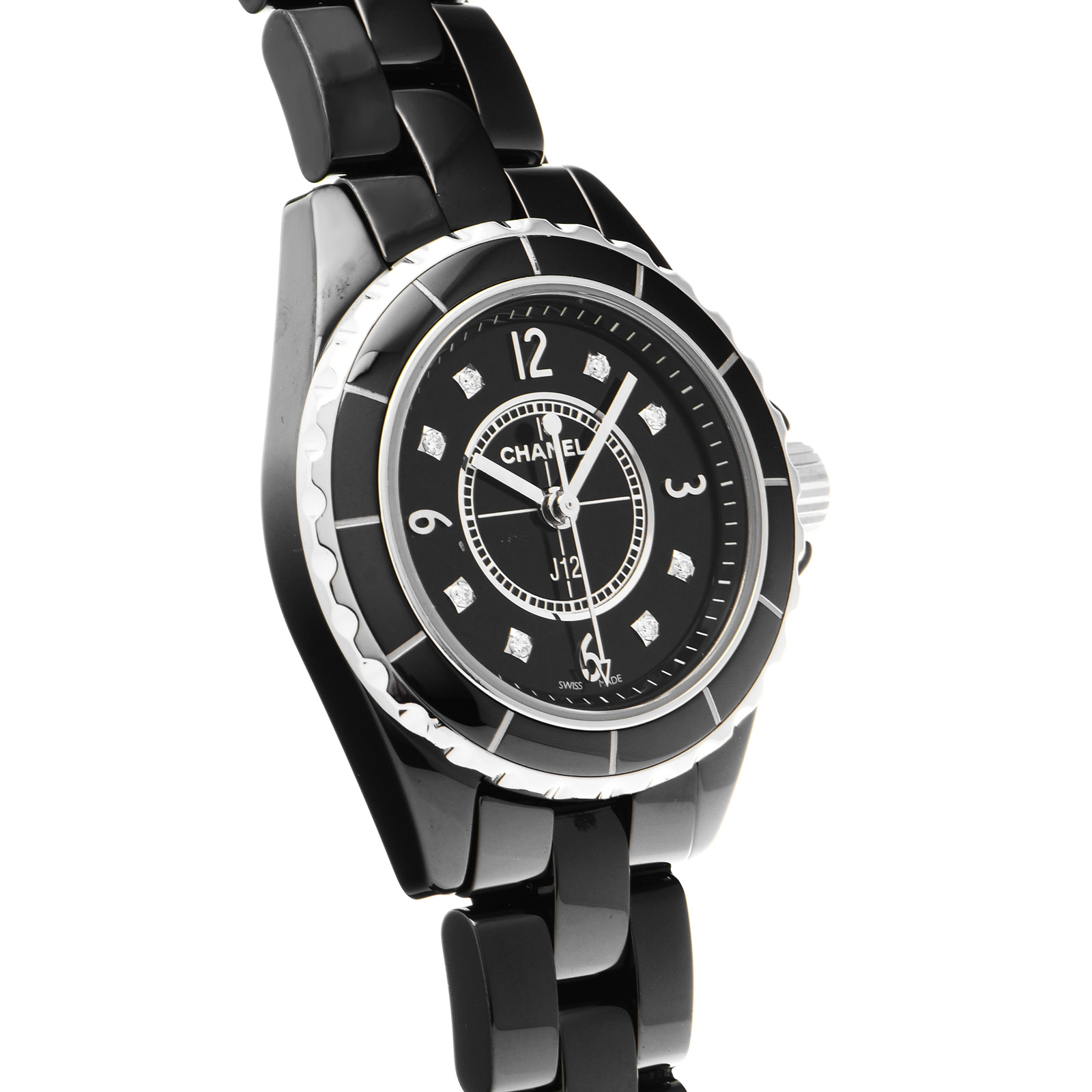 シャネル / CHANEL J12 H2569 ブラックラッカー/ダイヤモンド レディース 時計 【中古】【wristwatch】