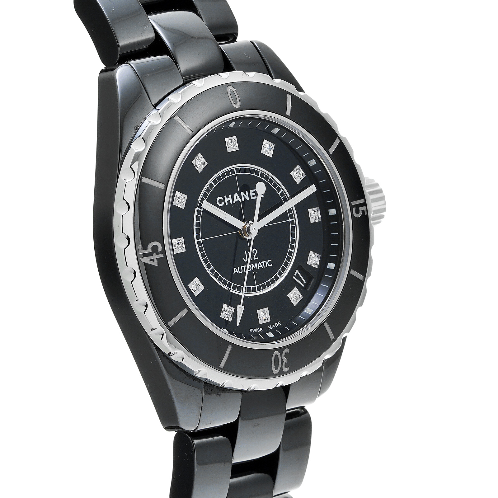 シャネル CHANEL H1626 ブラックラッカー /ダイヤモンド メンズ 腕時計