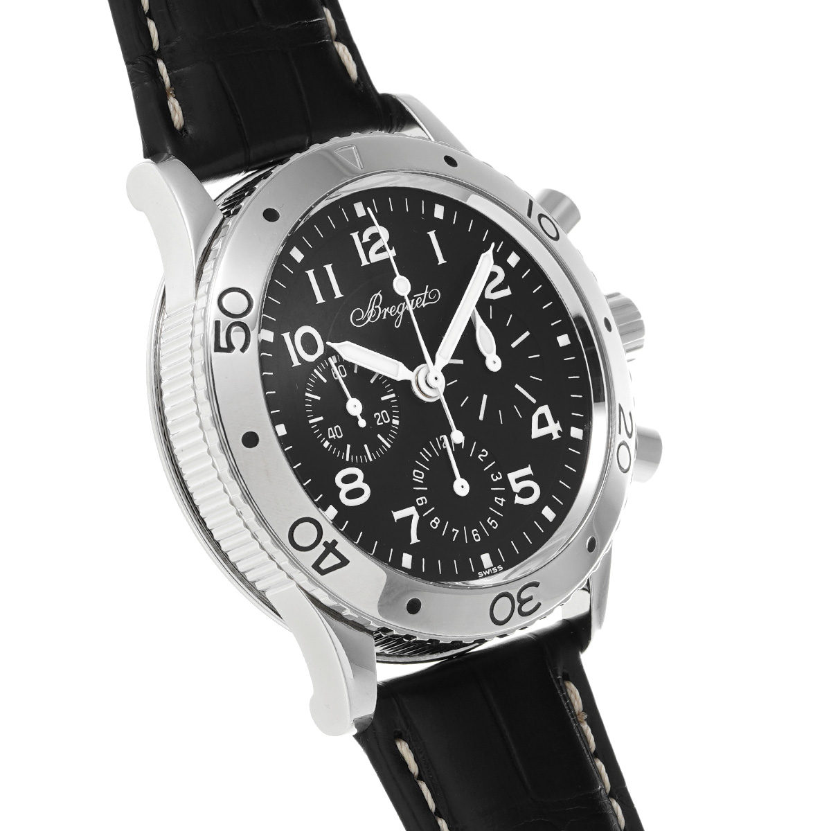 ブレゲ Breguet アエロナバル 3800ST/92/9W6 ブラック文字盤 SS/レザーストラップ メンズ 腕時計
