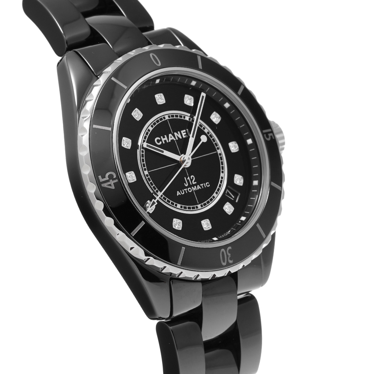 シャネル CHANEL H5702 ブラックラッカー /ダイヤモンド メンズ 腕時計