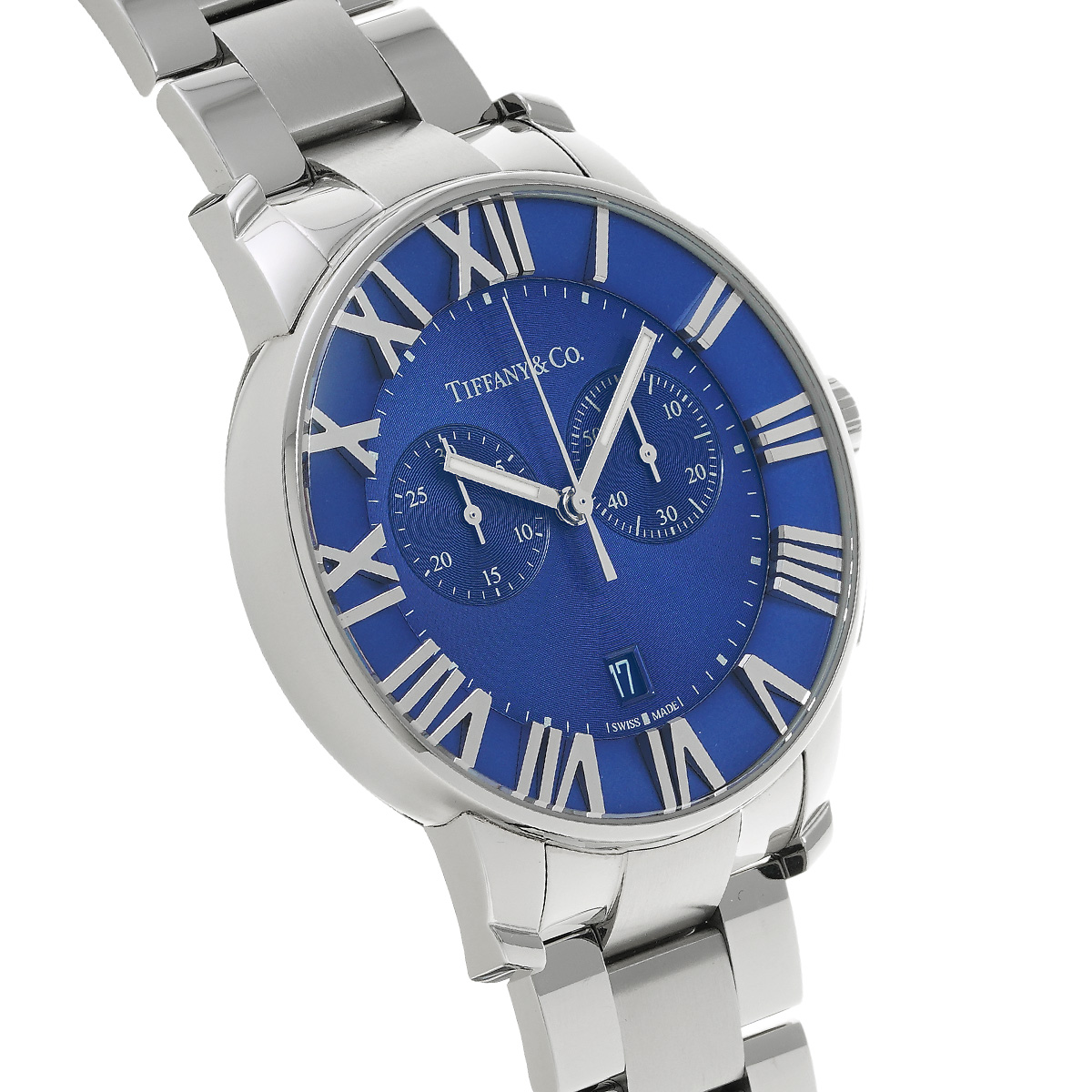 ティファニー / TIFFANY & Co. アトラス ドーム クロノグラフ 32777597 ブルー メンズ 時計 【中古】【wristwatch】