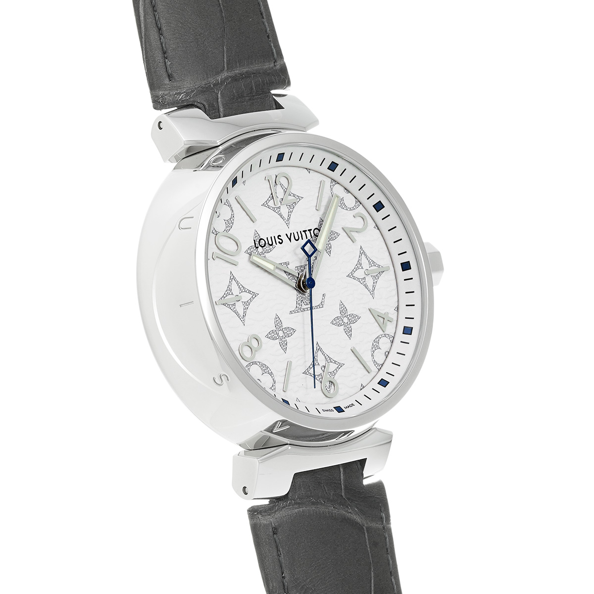 ルイ ヴィトン タンブール モノグラム QA114Z ホワイト メンズ 時計 【中古】【wristwatch】