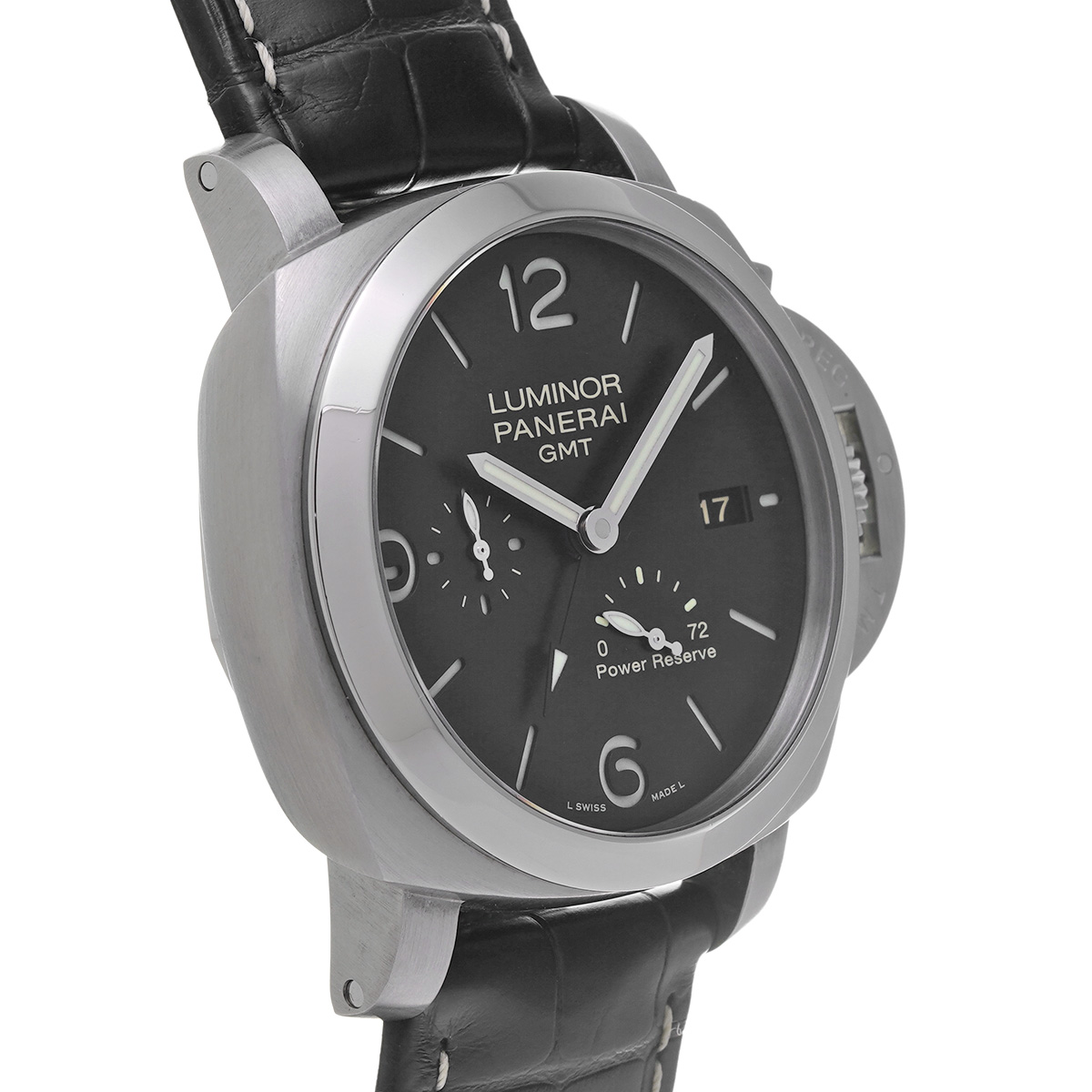 パネライ ルミノール 1950 3デイズ GMT パワーリザーブ オートマティック アッチャイオ PAM00321 ブラック メンズ 時計  【中古】【wristwatch】