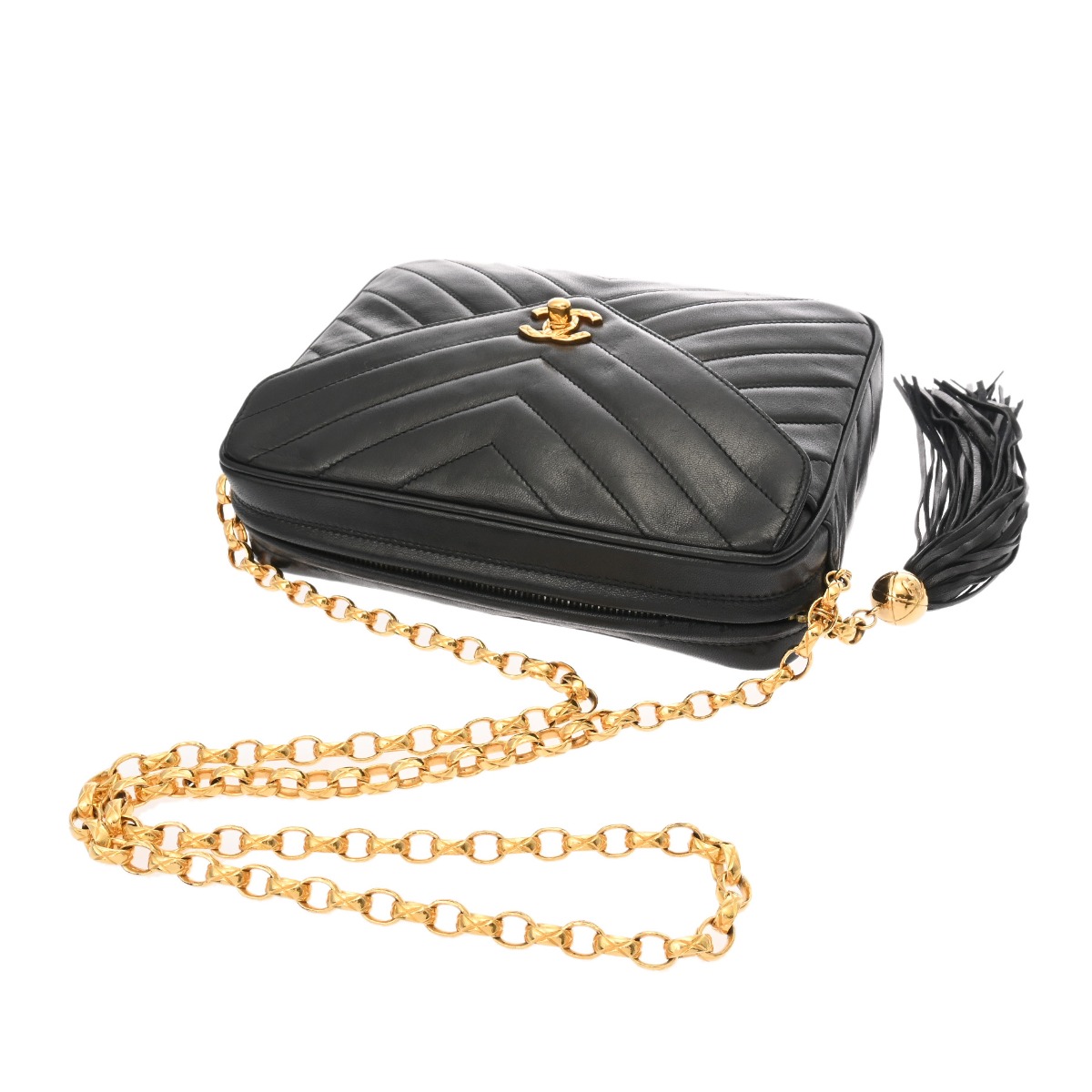 CHANELラムスキン フリンジ チェーンショルダーバッグ CHANEL/シャネル マトラッセフリンジチェーンショルダーバッグ