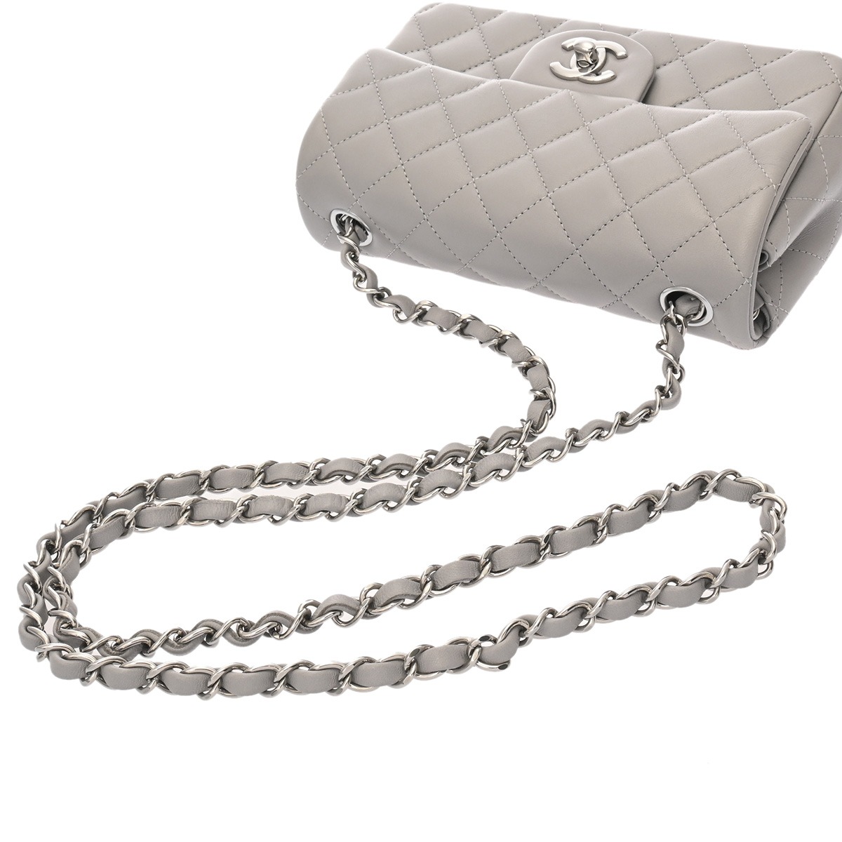 シャネル マトラッセ ミニ クラシック ハンドバッグ 20cm グレー