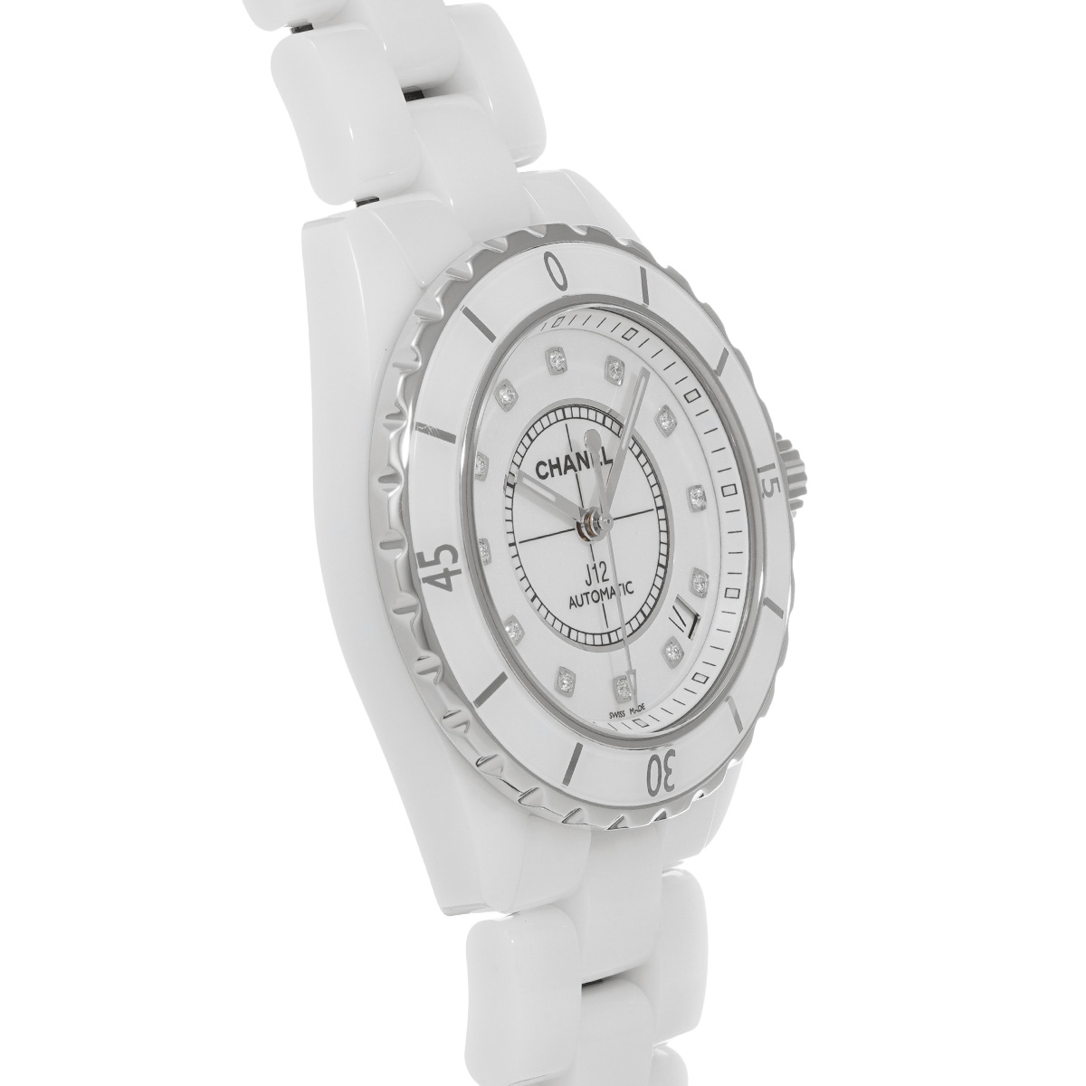 美品 ギャラ＆保証書完備 CHANEL シャネル J12 H1629 38ミリ シャネル J12 38MM H1629 ホワイト/ダイヤモンド メンズ 時計 【中古