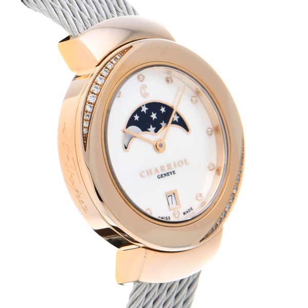 シャリオール / CHARRIOL サントロペ ST35 ホワイトシェル/ジルコニア レディース 時計 【中古】【wristwatch】