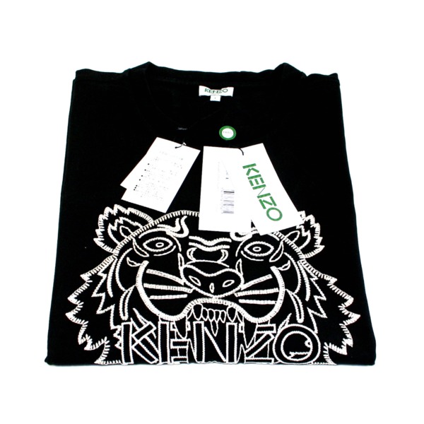 Tシャツ タイガー コットン100% ブラック 5TS098 表記サイズ:L 黒 半袖 クルーネック ブラック/ホワイト コットン KENZO
