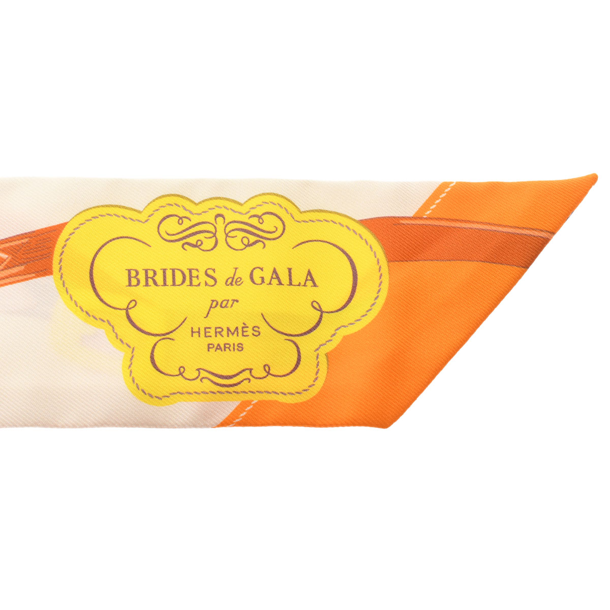 エルメス / HERMES ツイリー BRIDES DE GALA APPLIQUE PIQUE クレーム/オレンジ/ジョーヌヴィフ