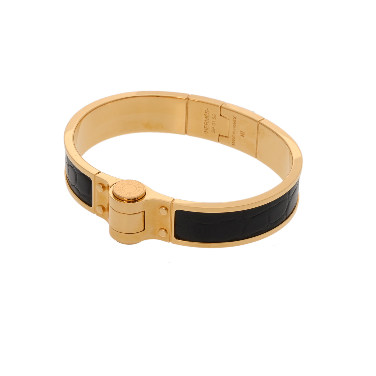 エルメス ブレスレット シャルニエール ブラック/ゴールド金具