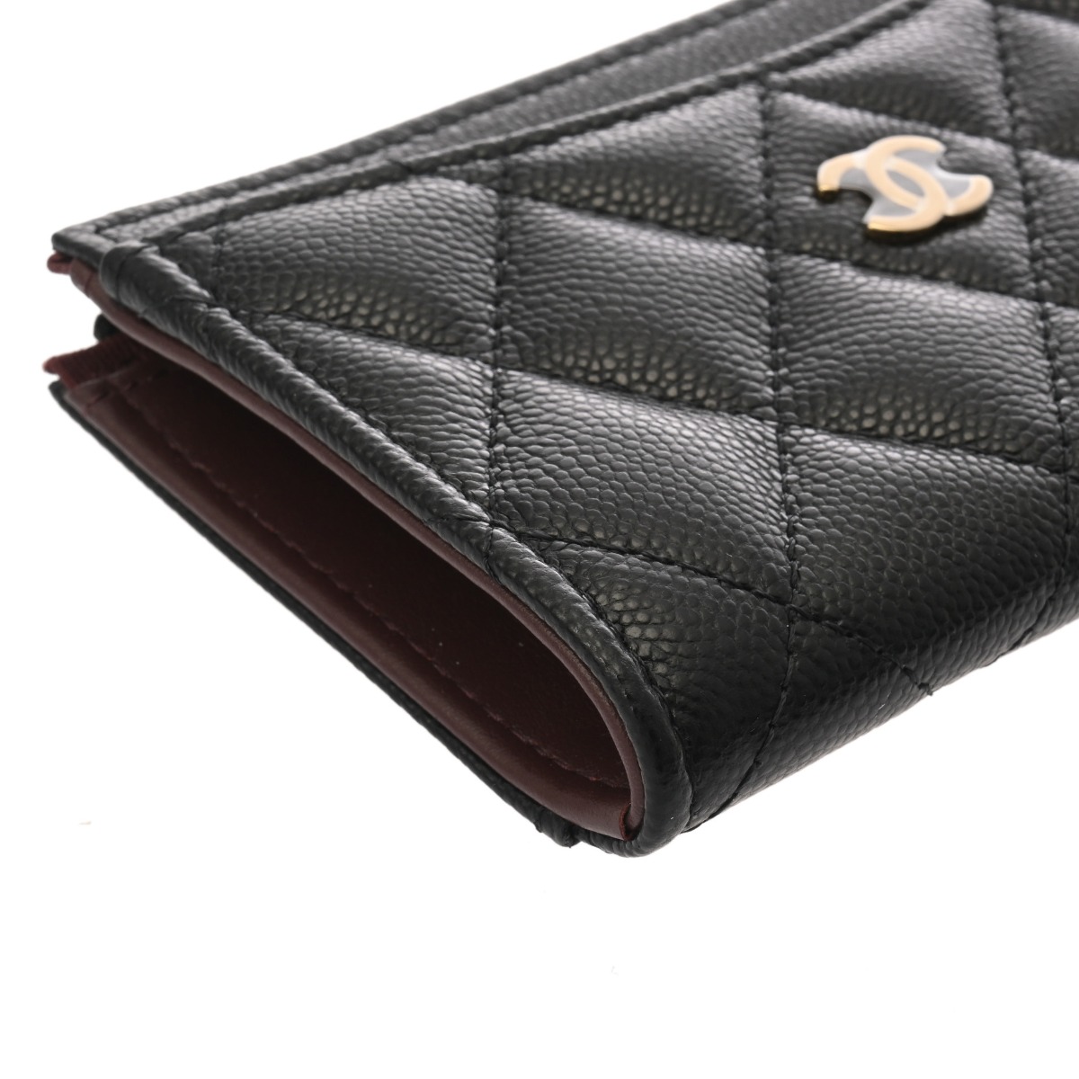 シャネル マトラッセ クラシック ジップ カードケース ブラック