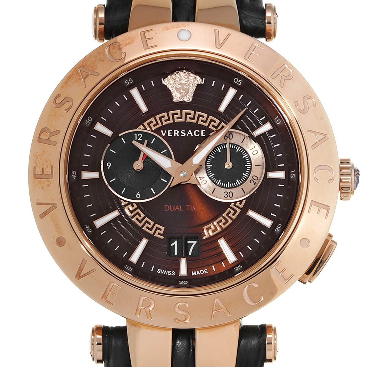 ヴェルサーチ Vレース デュアルタイム VEBV00722 ブラウン