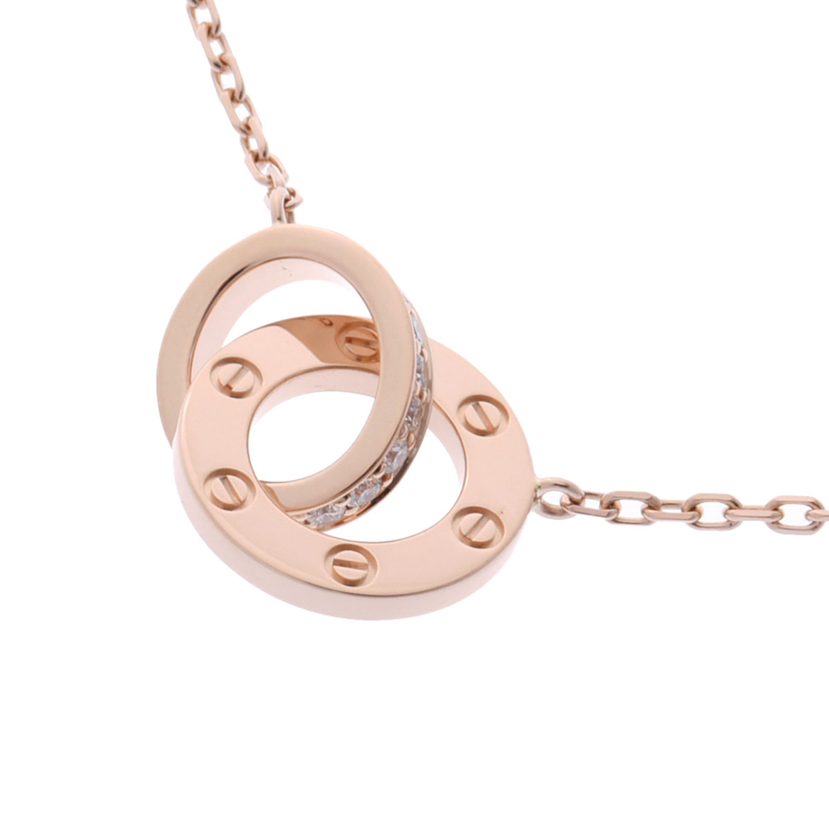 カルティエ ラブサークル ネックレス パヴェ ゴールド K18ピンク