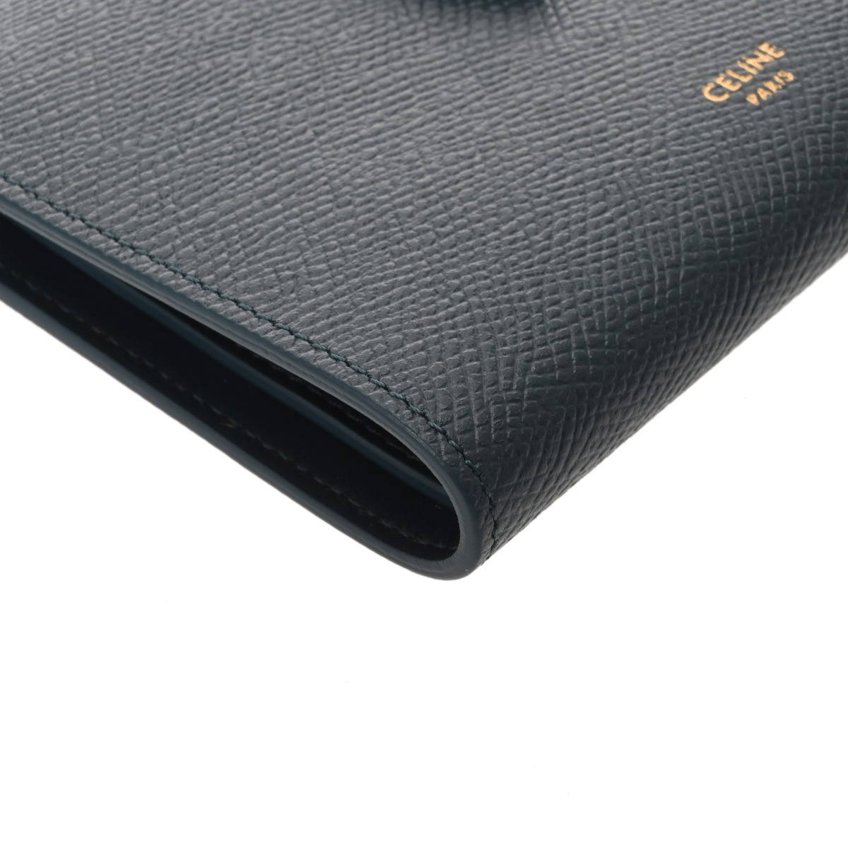 セリーヌ ミディアム ストラップウォレット ネイビー/ピンク グレイン