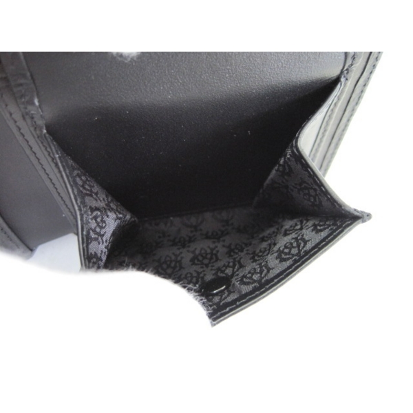ダンヒル / Dunhill マイクロディーエイト 二つ折りカーフ黒L2G332A 黒/シルバー金具 L2G332A 型押しカーフレザー レディース  財布 【未使用】【purse】