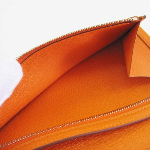 エルメス / HERMES べアンスフレシェーブルオレンジR刻 ベアンスフレ オレンジ/シルバー金具 シェーブル レディース 財布  【未使用】【purse】