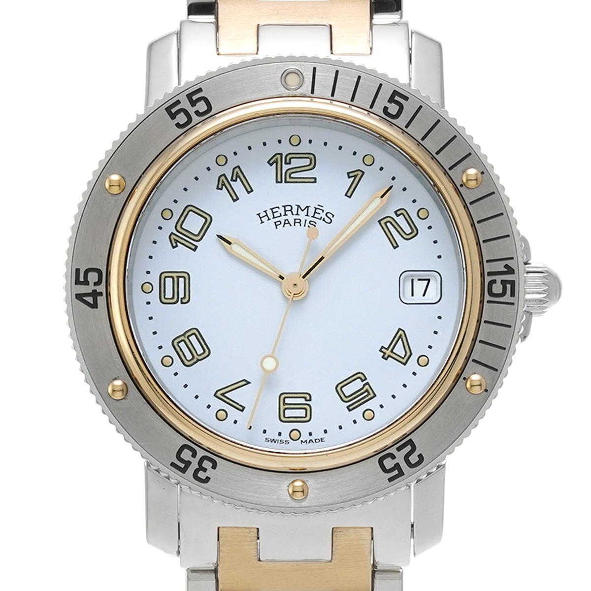エルメス / HERMES クリッパー CL7.720 ホワイト メンズ 時計 【中古】【wristwatch】