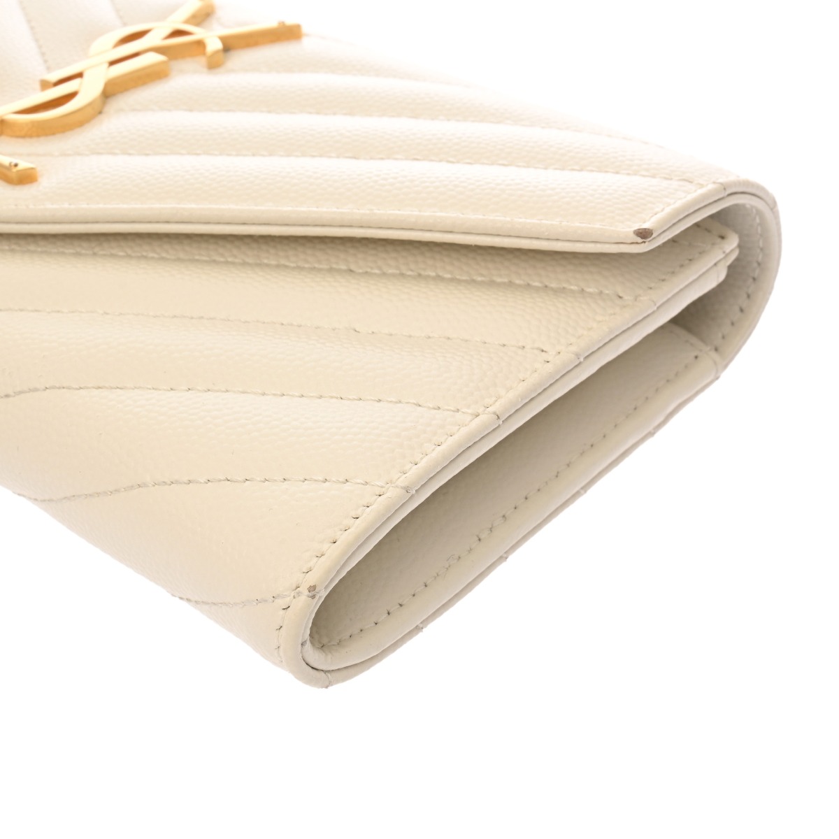 SAINT LAURENT◇ラージジップウォレット_ダークベージュ/レザー/BEG